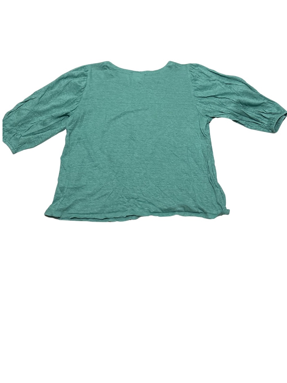 J. Jill Teal Puff Sleeve Crewneck Top 100% Linen - Picture 4 of 5